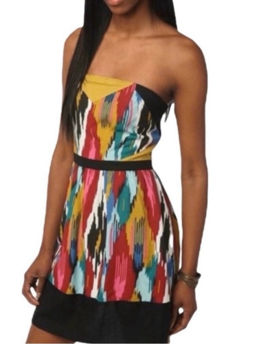 VTG Y2K Urban Outfitters Silence + Noise Tribal Print Ikat Strapless Dress